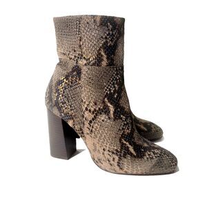 Free People  Ultra High Block Heel Ankle Boots Leopard Print Brown Sz 38